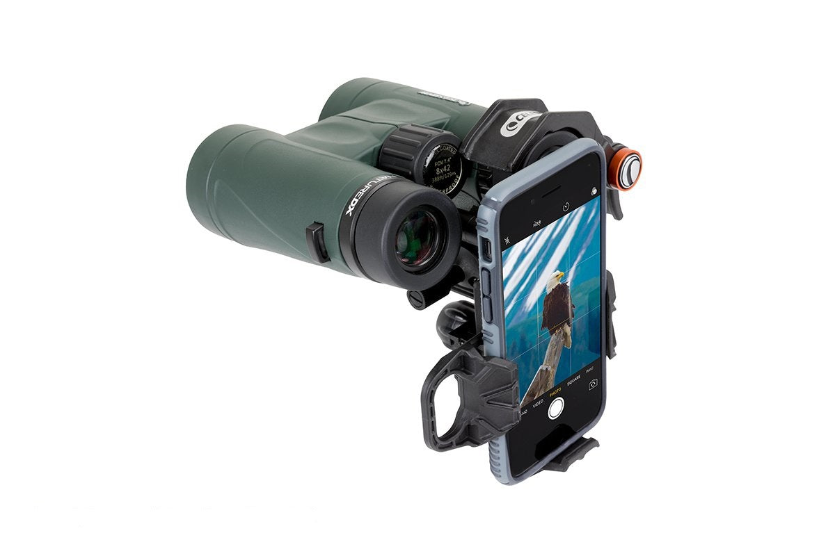 Celestron NexYZ 3-Achsen – Teleskop-Smartphone-Adapter – für Samsung, Google, Apple – Schwarz/Orange