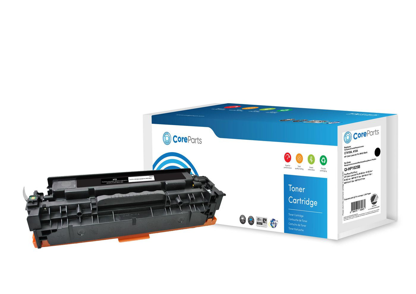 CoreParts Toner CF410A – Schwarz, 2300 Seiten – für HP Color LaserJet Pro M452 und andere