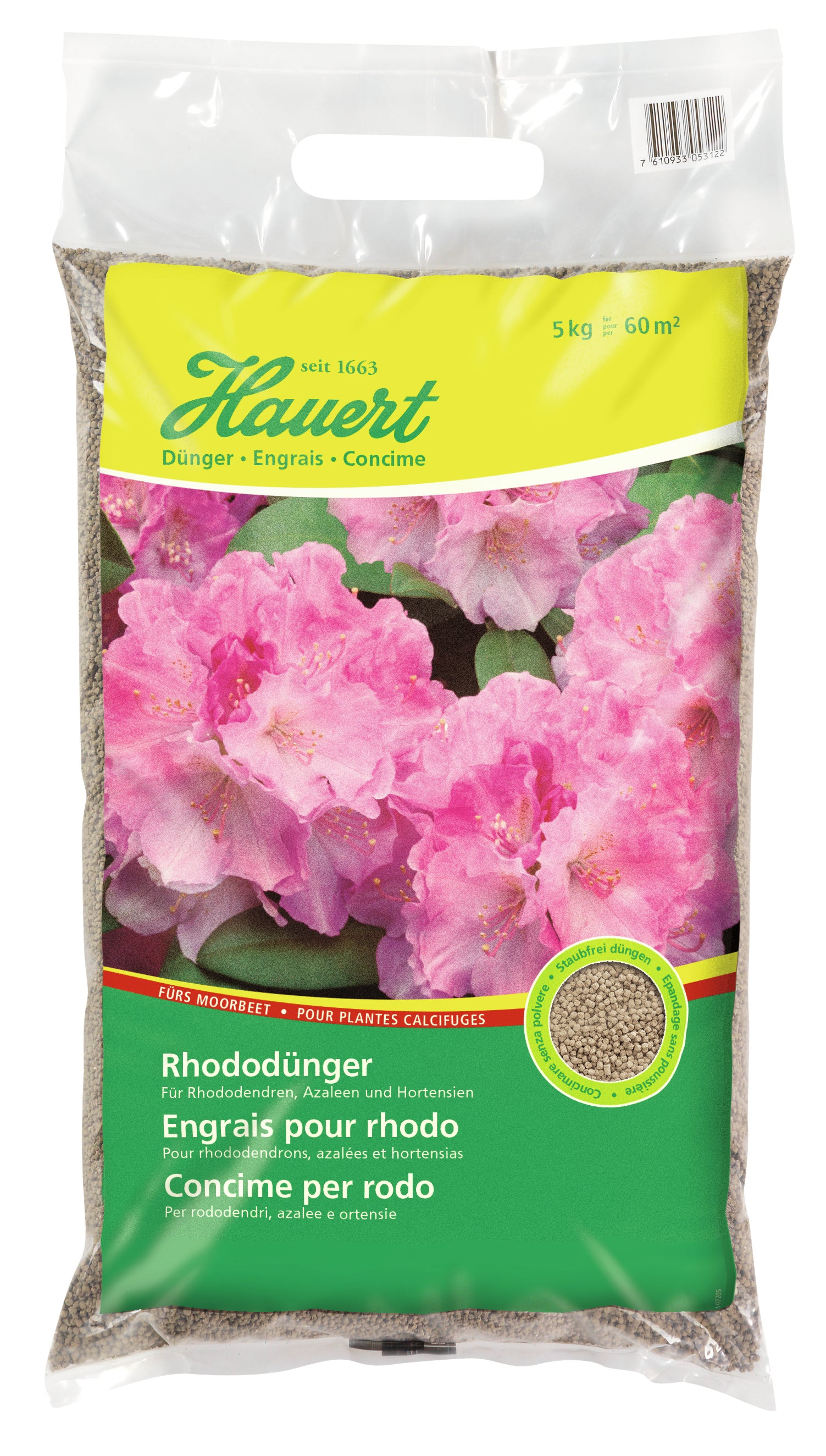 Hauert Mehrnährstoffdünger Granulat, 1 kg – für Rhododendron – 1 Tasche