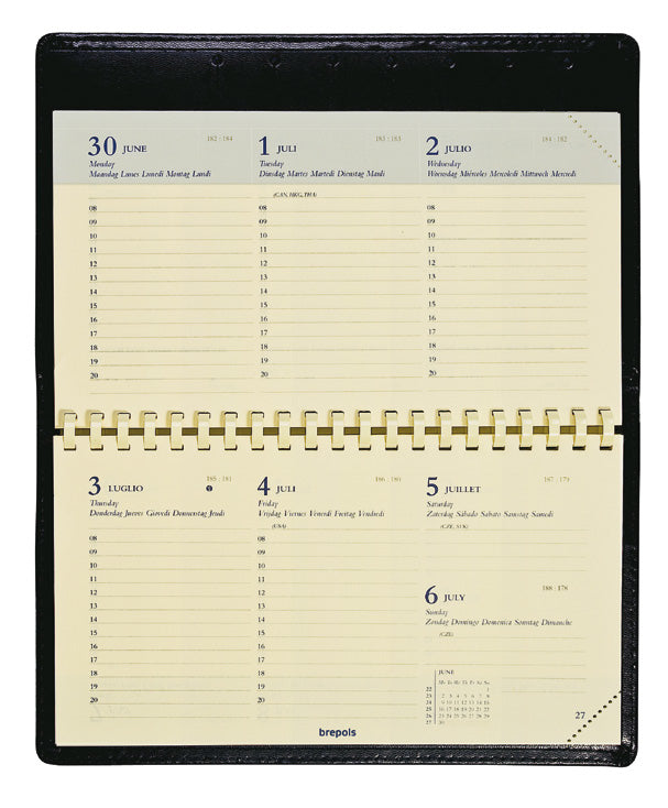 Brepols Omniplan Palermo Agenda – 1 Woche/2 Seiten, 16 × 8,9 cm, 2026, schwarz