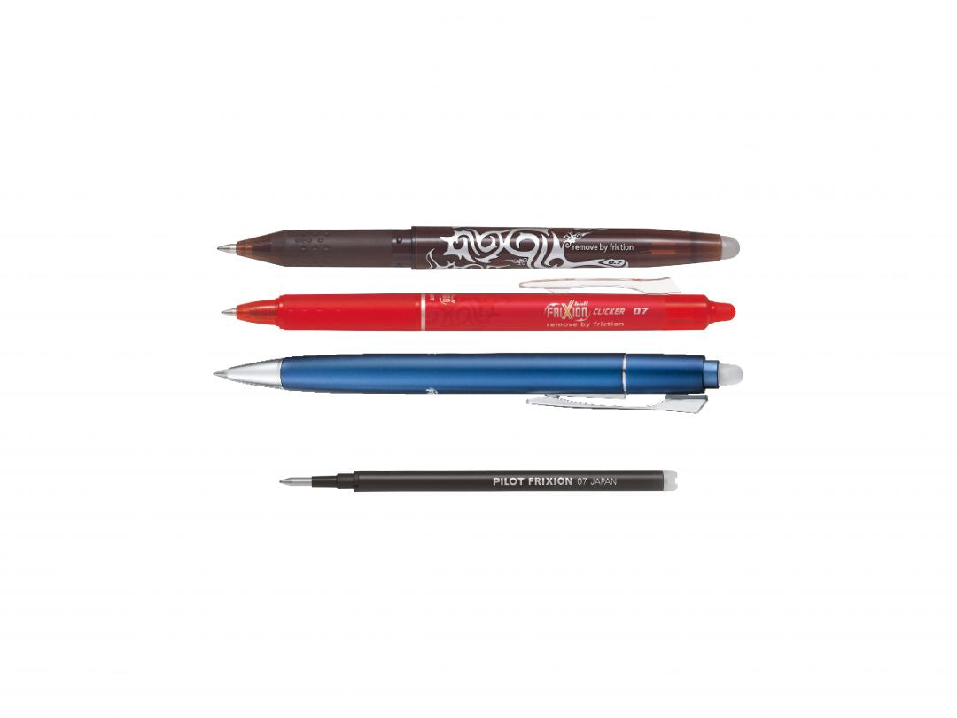 Pilot FriXion Rollerpatronen für Ball, Clicker, LX + 1 weitere – schwarz, 0,7 mm, löschbar, geruchsarm, 6 Stk.