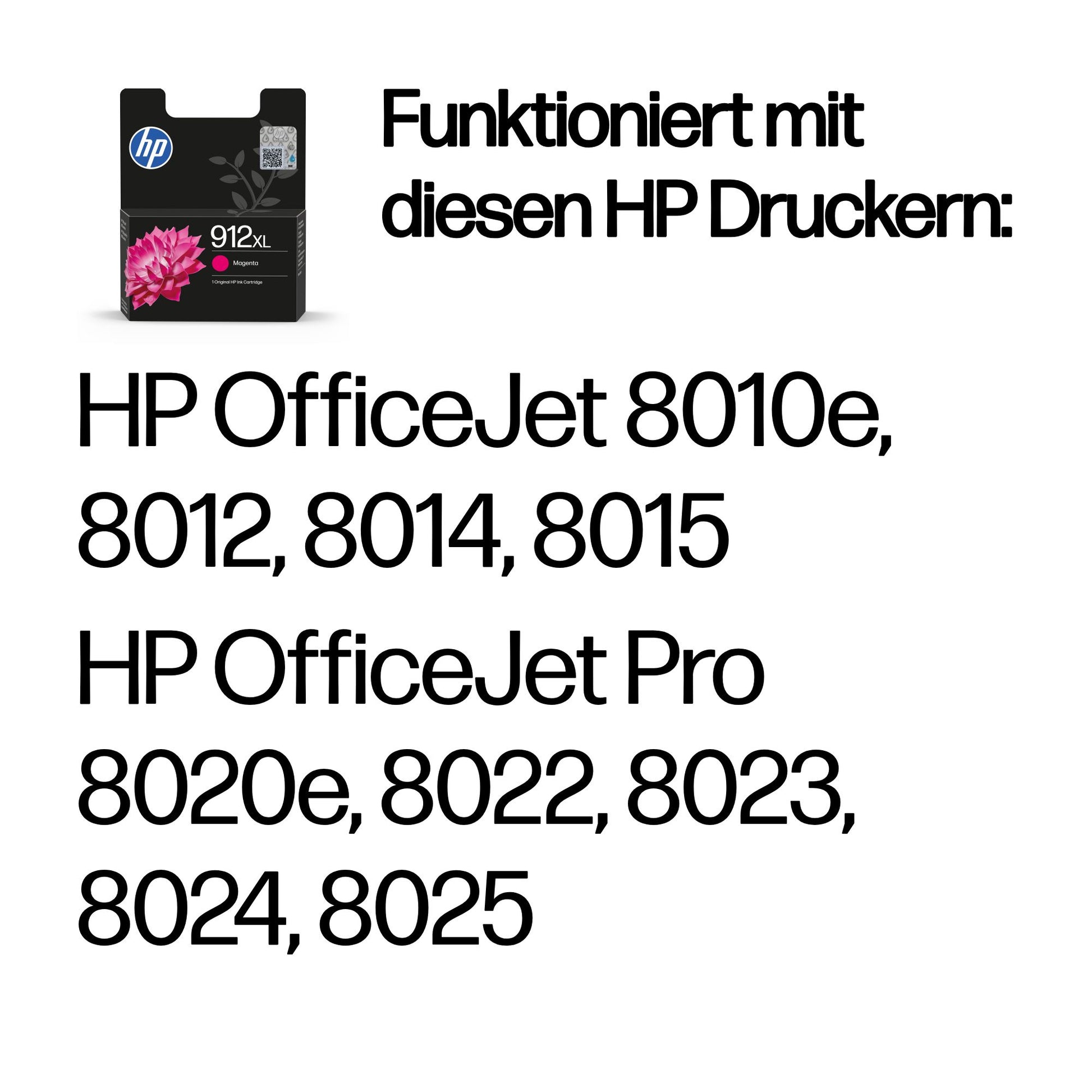 HP 912XL Magenta Tintenpatrone (Original) – 700 Seiten – für OfficeJet 8010e/8012/8014/8015, OfficeJet Pro 802