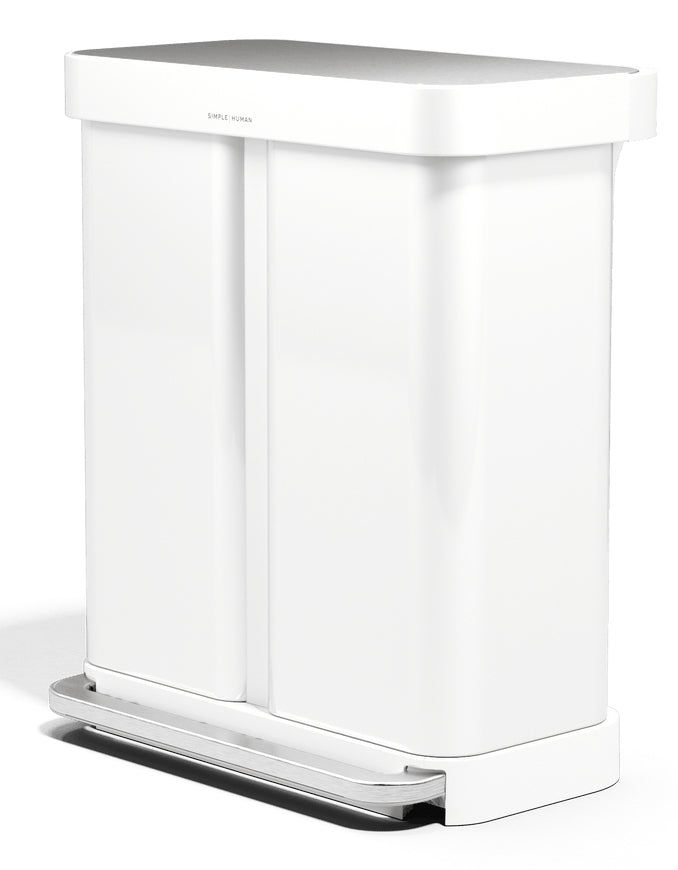 Simplehuman Systempapierkorb CW2118 – 58 l – Stahl, rechteckig – 2‑fach – weiss