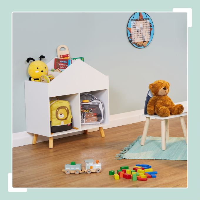 Relaxdays Wandregal/Schweberegal, Kinderregal Haus – 6 Böden – 60 × 30 × 67 cm – 25 kg