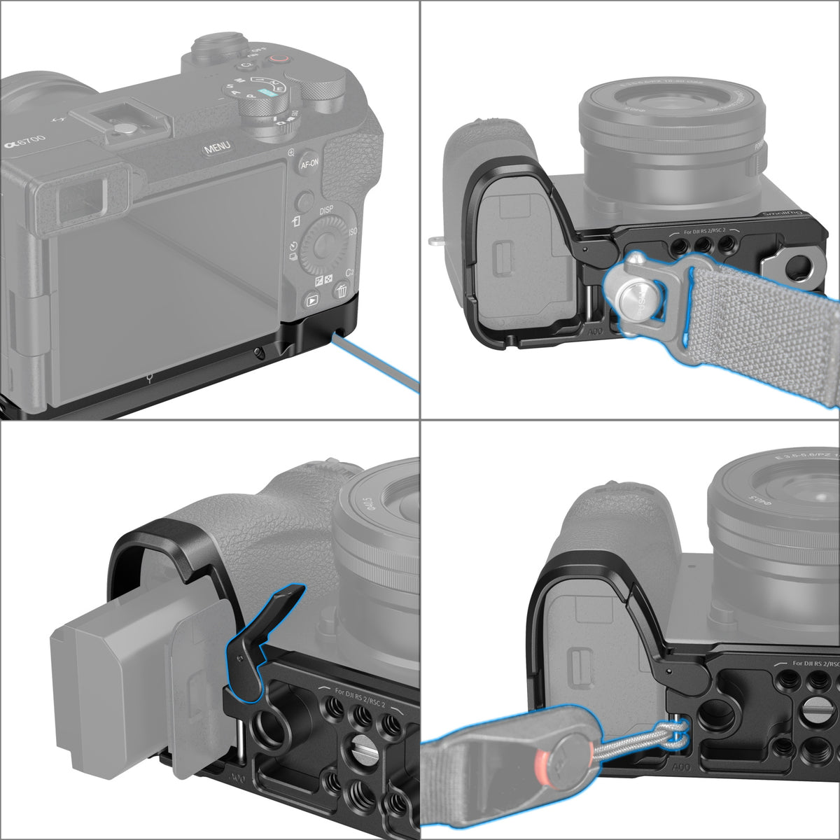 SmallRig 4338 Montageplatte – Schnellfreigabesystem, 1/4", 3/8" – für Sony A6700 – Schwarz