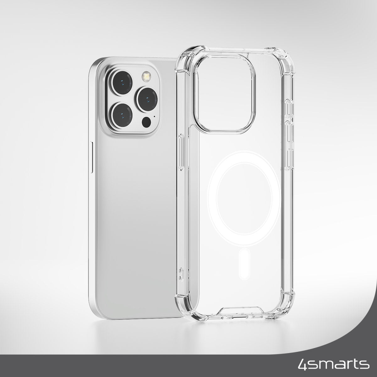 4smarts Ibiza Backcover – für Apple iPhone 15 Plus, MagSafe, PC+TPU, Transparent