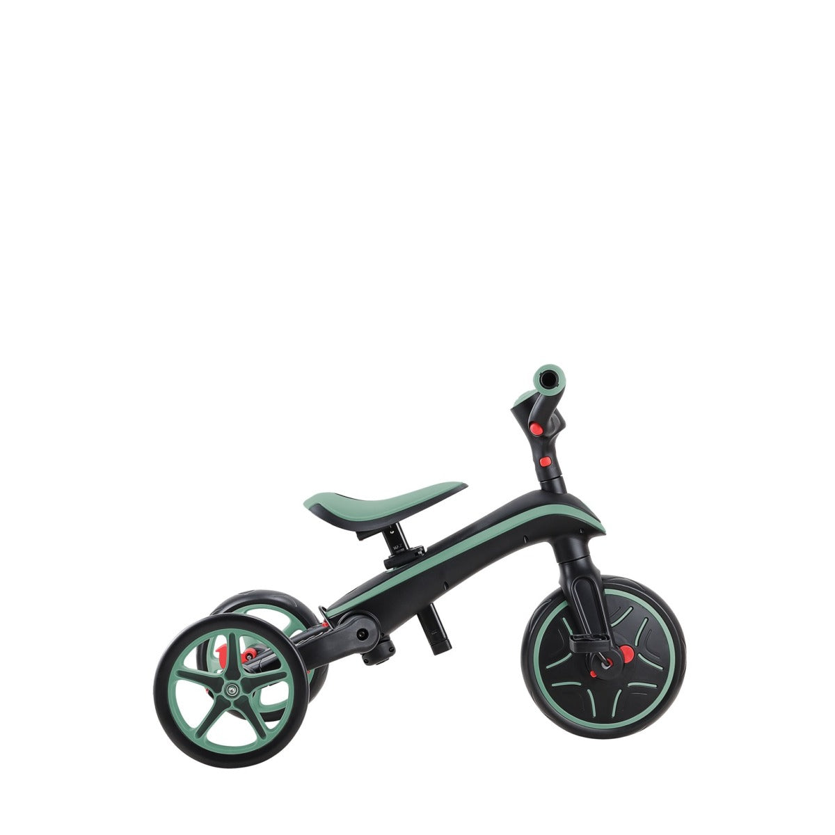 Globber Trike Explorer 4-in-1 Aufsitzlaufrad – Push & Pedal, verstellbarer Sitz, faltbar – 15 kg – Olivgrün