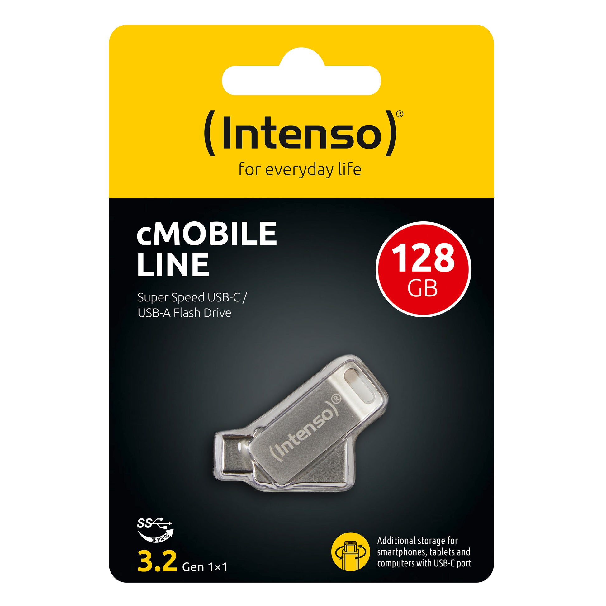 Intenso cMobile Line 128 GB – USB-Stick (USB-A/USB-C), USB 3.2 Gen 1, 70 MB/s, Metall, Silber