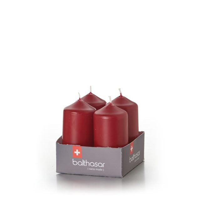 Balthasar Duftkerze – 4-teilig – Ø 4 × 8 cm – Paraffin, rot – 12 h