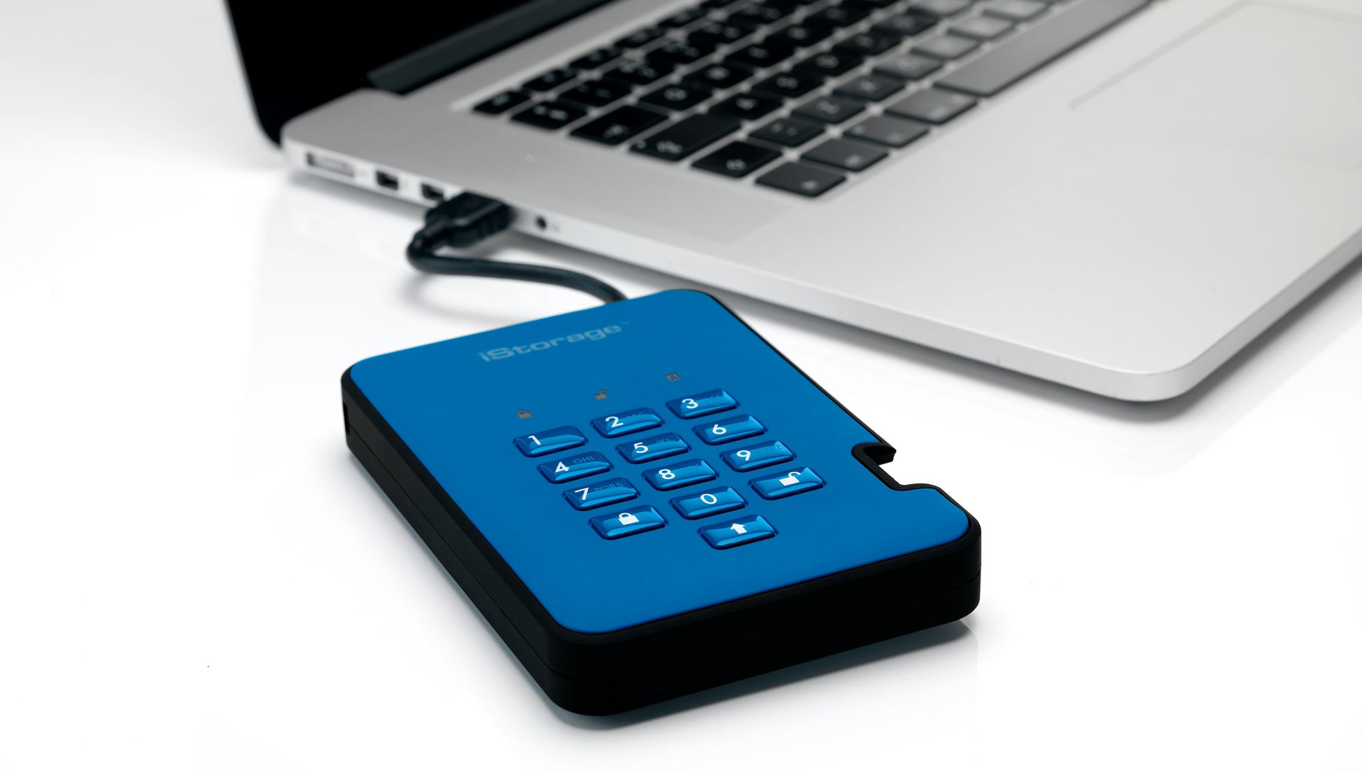 Origin Storage DiskAshur2 Speichergerät – 8 TB, 256-Bit-Verschlüsselung, Blau