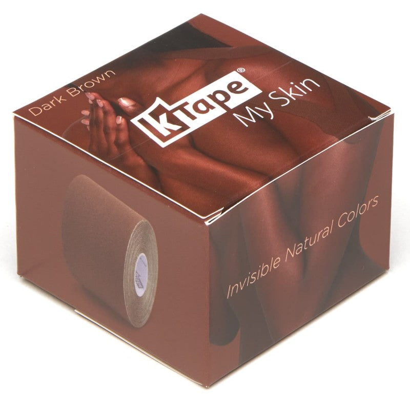 K-Tape My Skin Binde – 50 mm × 5 m, dunkelbraun, Baumwolle/Elastan, wasserabweisend