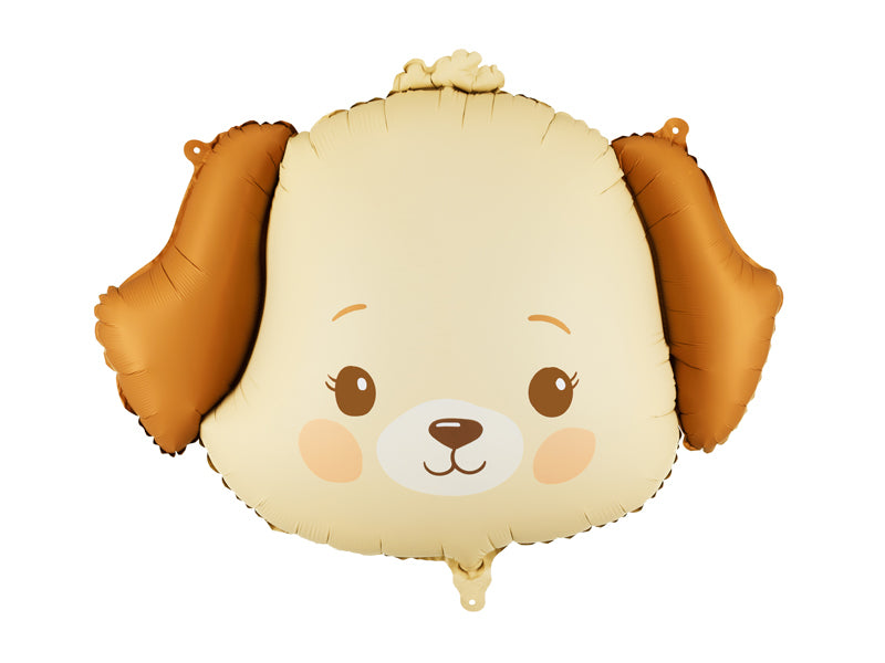 PartyDeco Folienballon Hund – Beige – 63 × 48,5 cm – Folie – 1 Stk