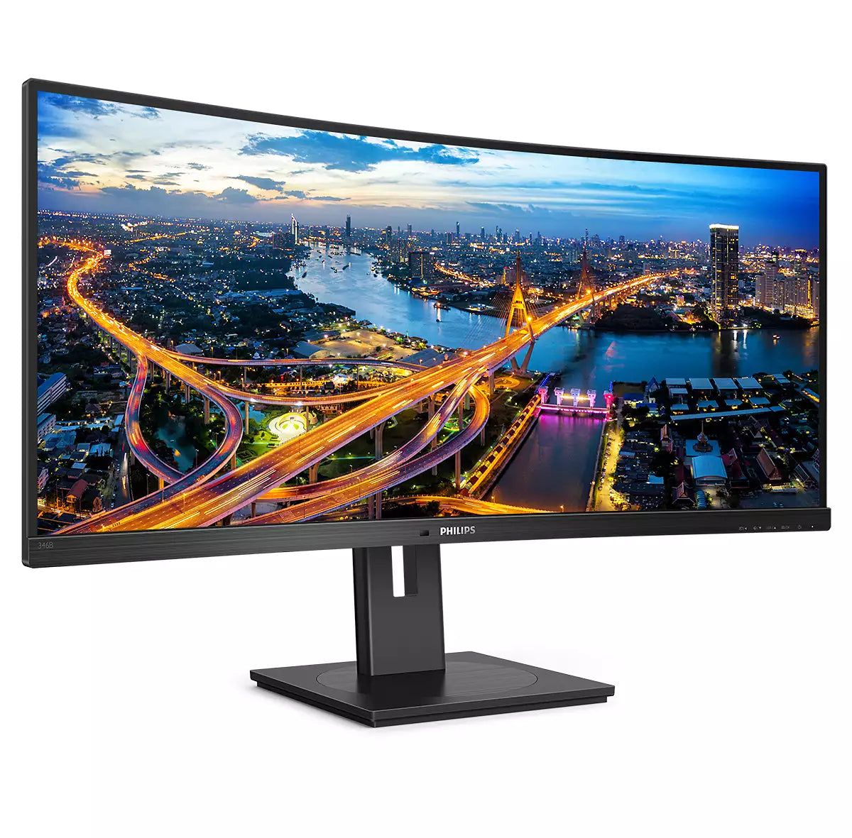 Philips 346B1C/00 – Monitor, 34", VA, 100 Hz, 300 cd/m², KVM, USB-C, Gebogen, VESA 100 × 100, Schwarz