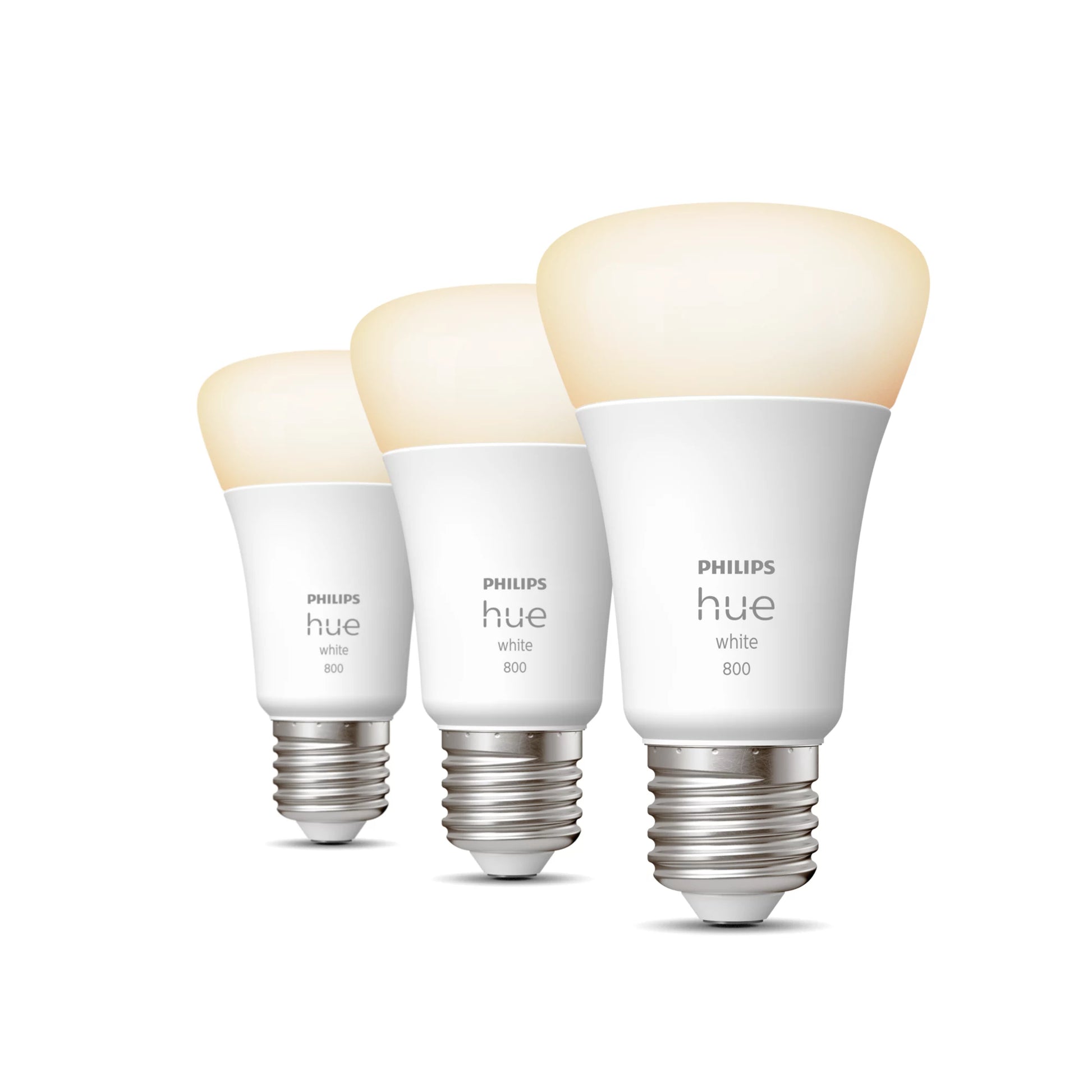 Philips by Signify Philips Hue Smart-Leuchtmittel E27 A60 – Warmweiss 2700 K, 800 lm, 9 W, Bluetooth, Zigbee – IP20 – 3 Stk.