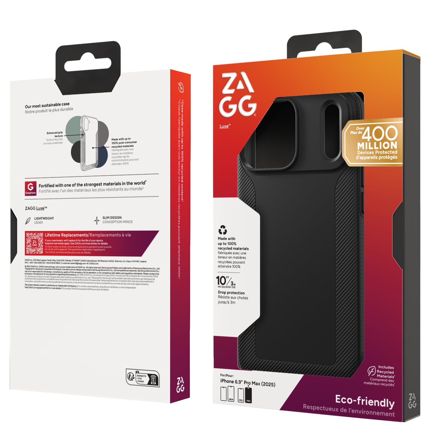 ZAGG Luxe Backcover – für Apple iPhone 17 Pro Max, MagSafe, Graphen, Schwarz, bis 3 m Sturzsicher