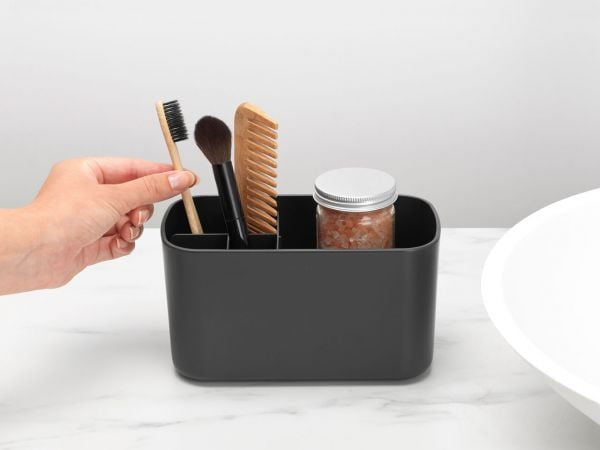 Brabantia Aufbewahrungsbox ReNew – 19,7×9,8×11 cm, Kunststoff, freistehend, Dunkelgrau
