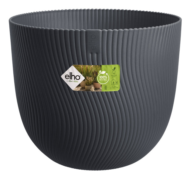 elho Sereh Rund Pflanztopf – Ø 25 × 24,5 cm – Kunststoff, Schwarz