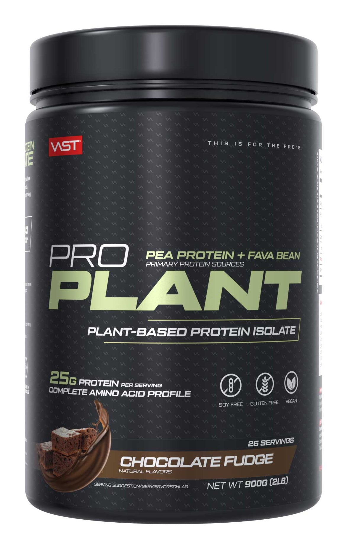 VAST Sports VAST Pflanzenprotein-Isolat Pulver Schokolade – glutenfrei, vegan – 900 g