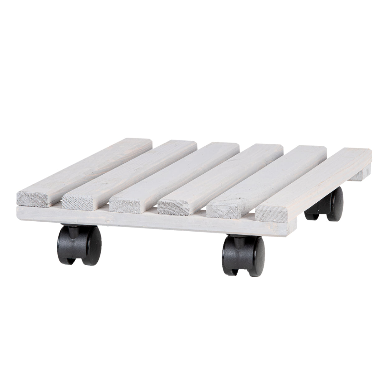 Esschert Design Blumenkübeluntersetzer – Kieferholz/PA/PP – Grau/Schwarz – mit Rollen – 292 × 85 × 292 mm