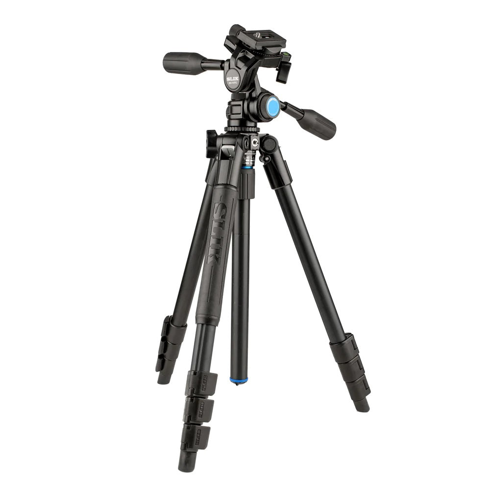 Slik PRO AL-324-3WFC Dreibeinstativ – 3-Wege-Kopf, bis 145 cm – 4 kg – Aluminium, Schwarz