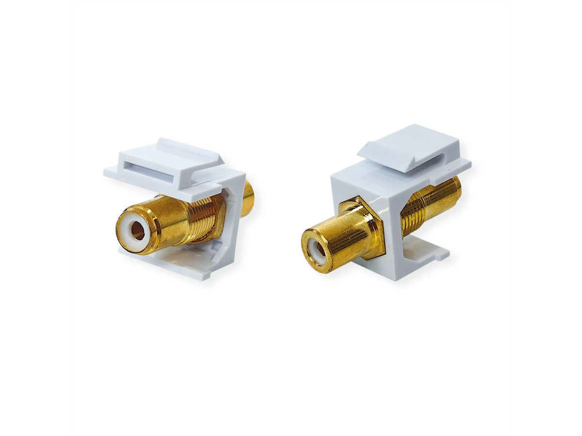 VALUE 25.99.8211 – Keystone-Modul, abgewinkelt, 2× RCA-Buchsen, Gold/Weiss