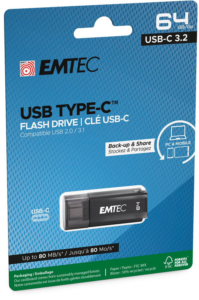 Emtec D400 USB-Stick – 64 GB, USB 3.2, recyclingfähig