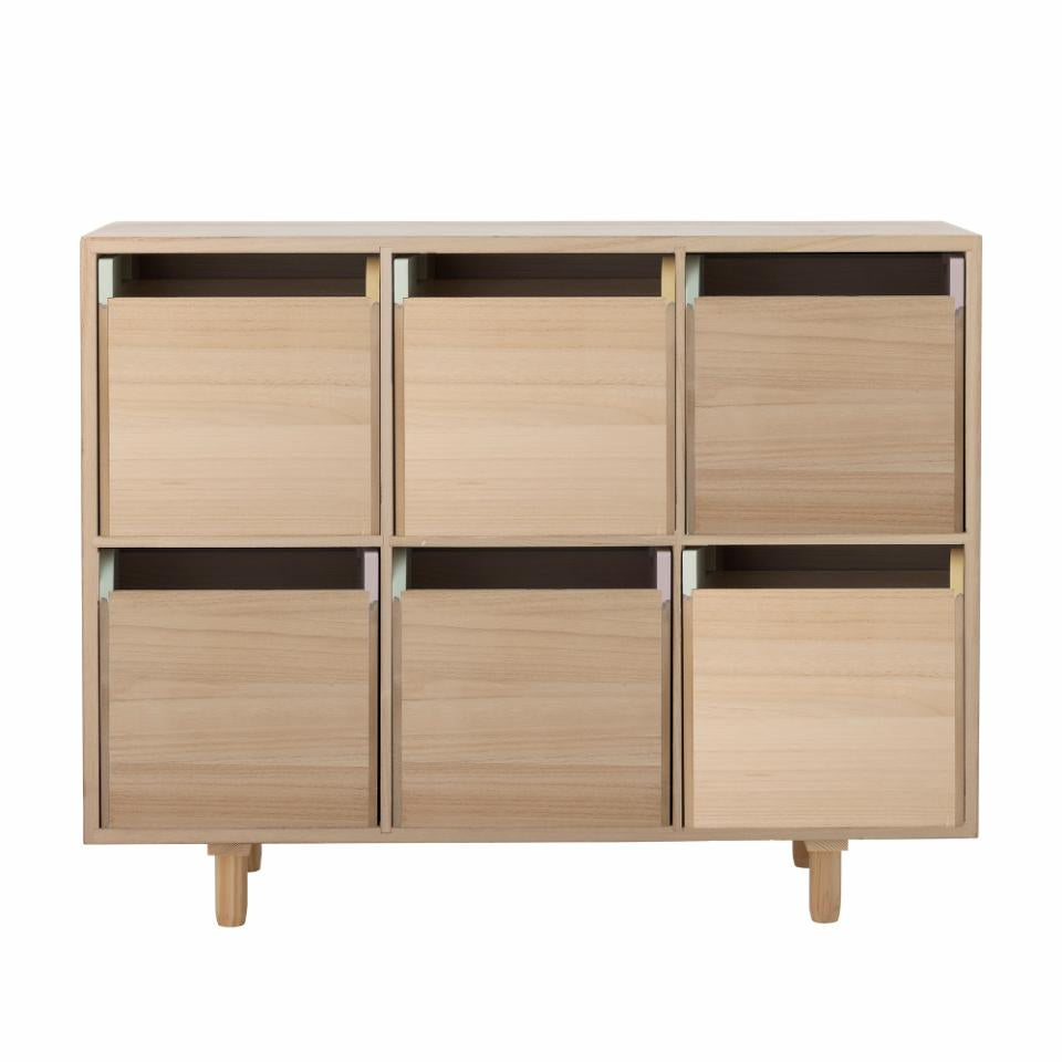 Bloomingville Büro-/Lagerregal freistehend Calle – 6 Böden – 55 × 25,5 × 88 cm – Paulownia – Mehrfarbig/Natur