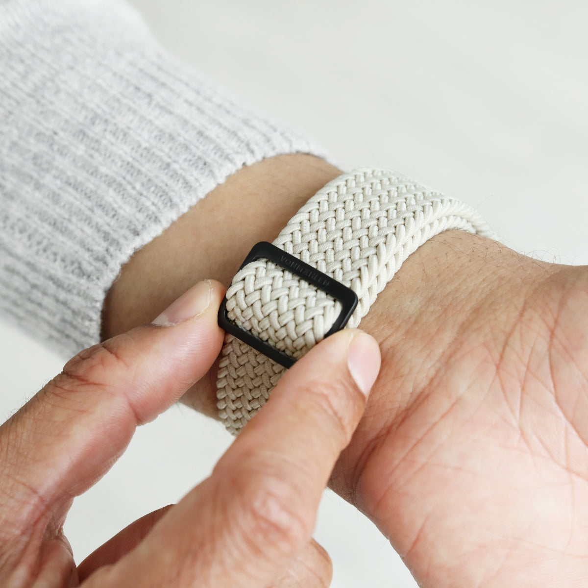 Vonmählen Woven Loop – Armband – für Apple Watch – Creme/Schwarz, One Size, Nylon