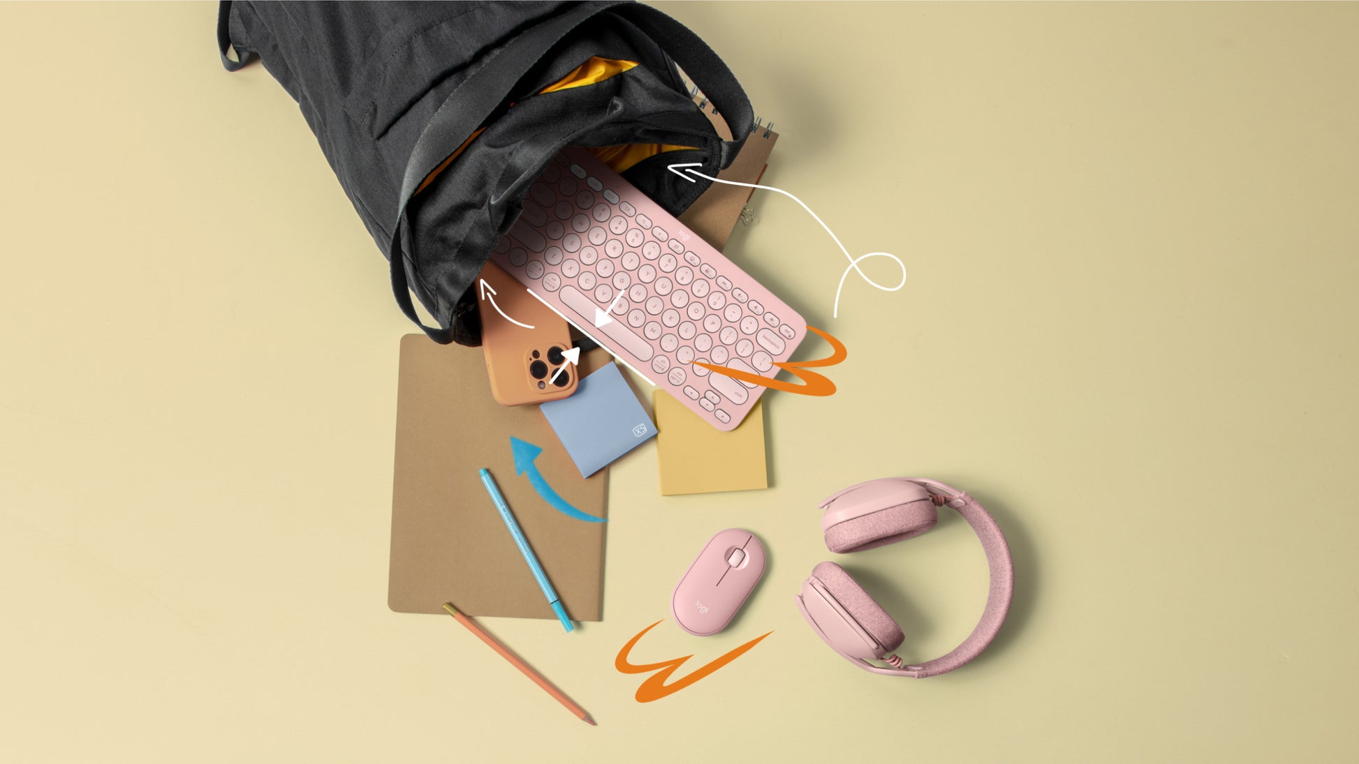 Logitech Pebble Keys 2 K380s – Mini Tastatur – Scherenmechanik – Bluetooth – QWERTY (UK‑INT) – Ohne Ziffernblock – Rose