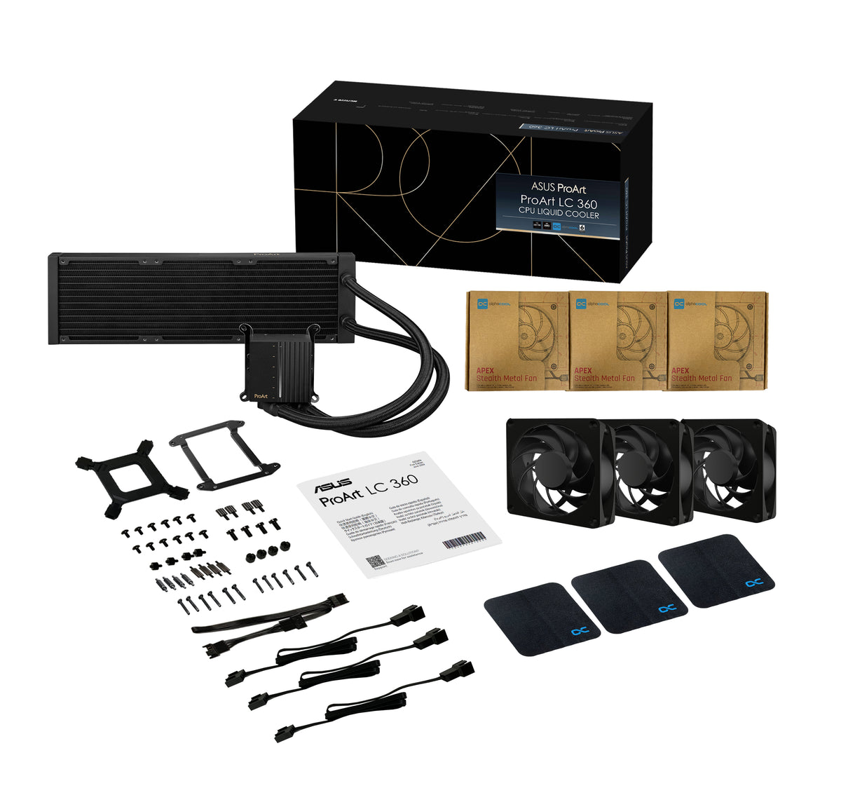 ASUS ProArt LC 360 – Flüssigkeitskühlung – 360 mm, 3×120 mm, 800–2200 U/min, für AM4, AM5, LGA 1700 und andere