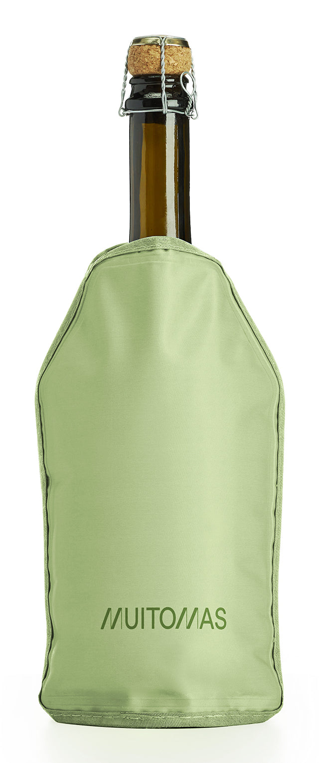 Muitomas Flaschenkühler-Tasche – 15 × 22 × 1,5 cm, Neopren, Grün, für 1 Flasche