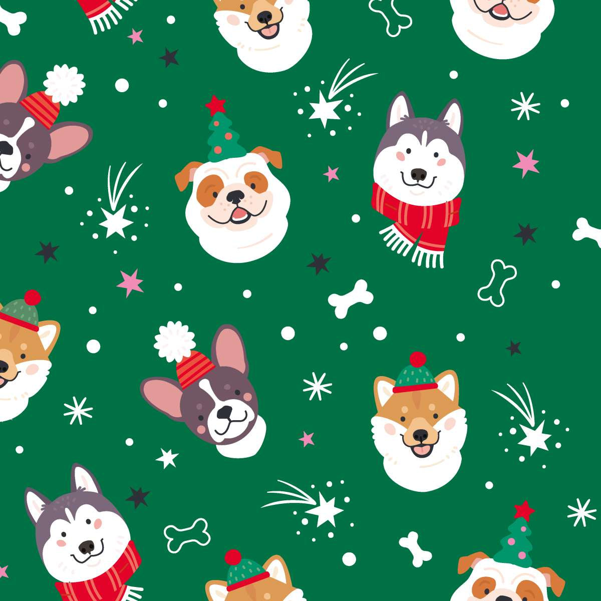 Paper + Design Servietten Merry Dogs mehrfarbig – 33 × 33 cm, 3-lagig – 20 Stück