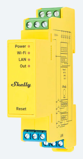 Shelly LED Controller Pro RGBWW PM – WLAN/Bluetooth, 12–24 V – Gelb – für Amazon Alexa, Google Assistant