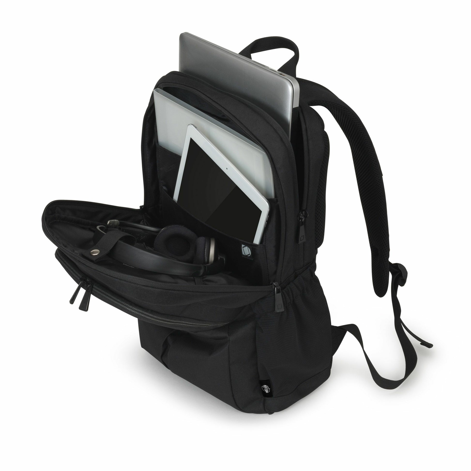 DICOTA Notebook-Rucksack für Notebooks bis 15,6" – Abschliessbar, aus recycelten Materialien – Schwarz