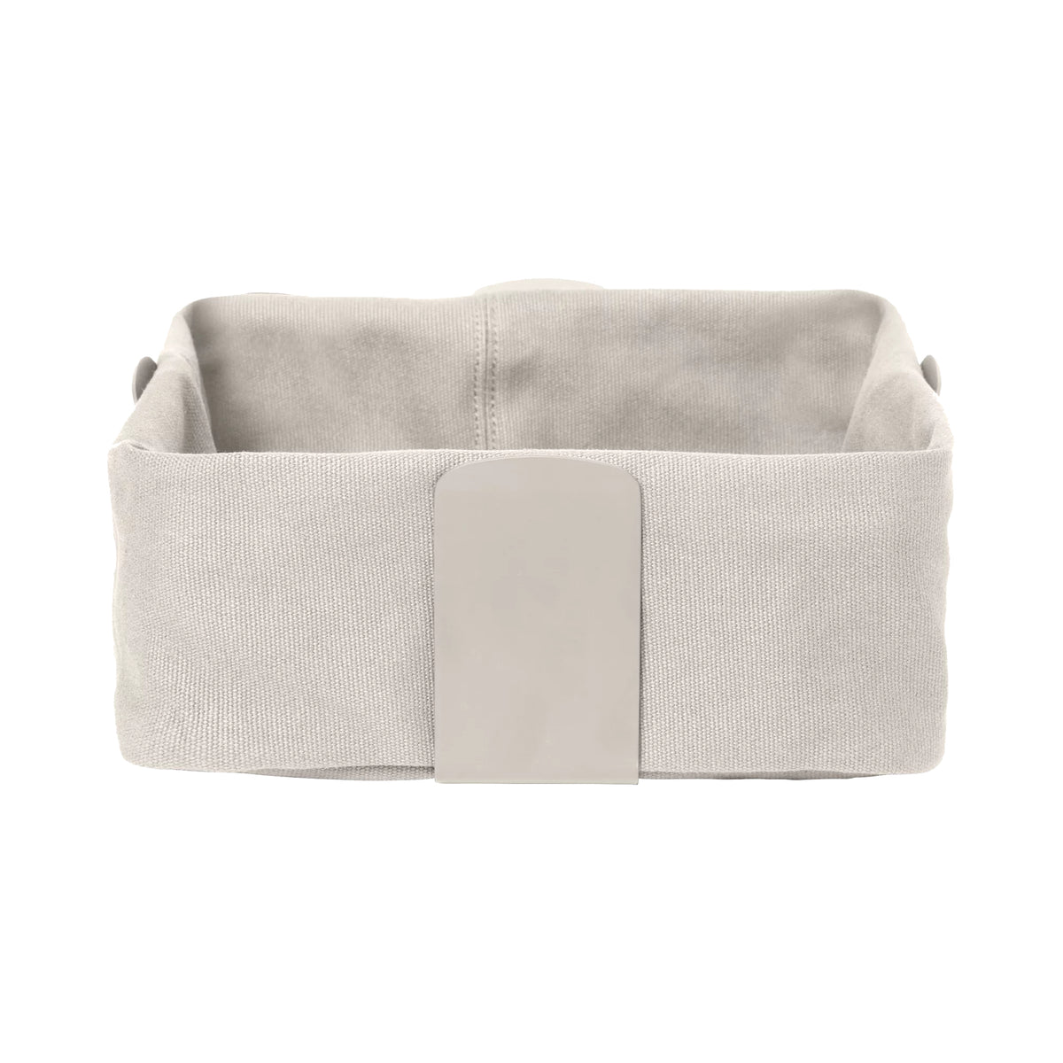 Blomus DESA – Aufbewahrungskorb 26 × 26 × 10 cm, Baumwolle/Edelstahl, Beige