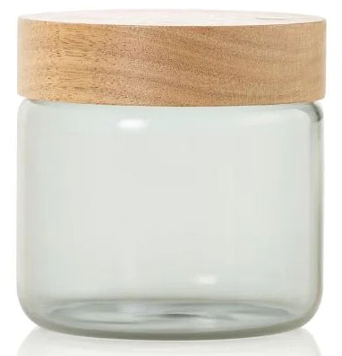 AdHoc PureJar – Vorratsdose 500 ml, Ø 10 × 10 cm, Glas (Borosilikat)/Akazie, Grau
