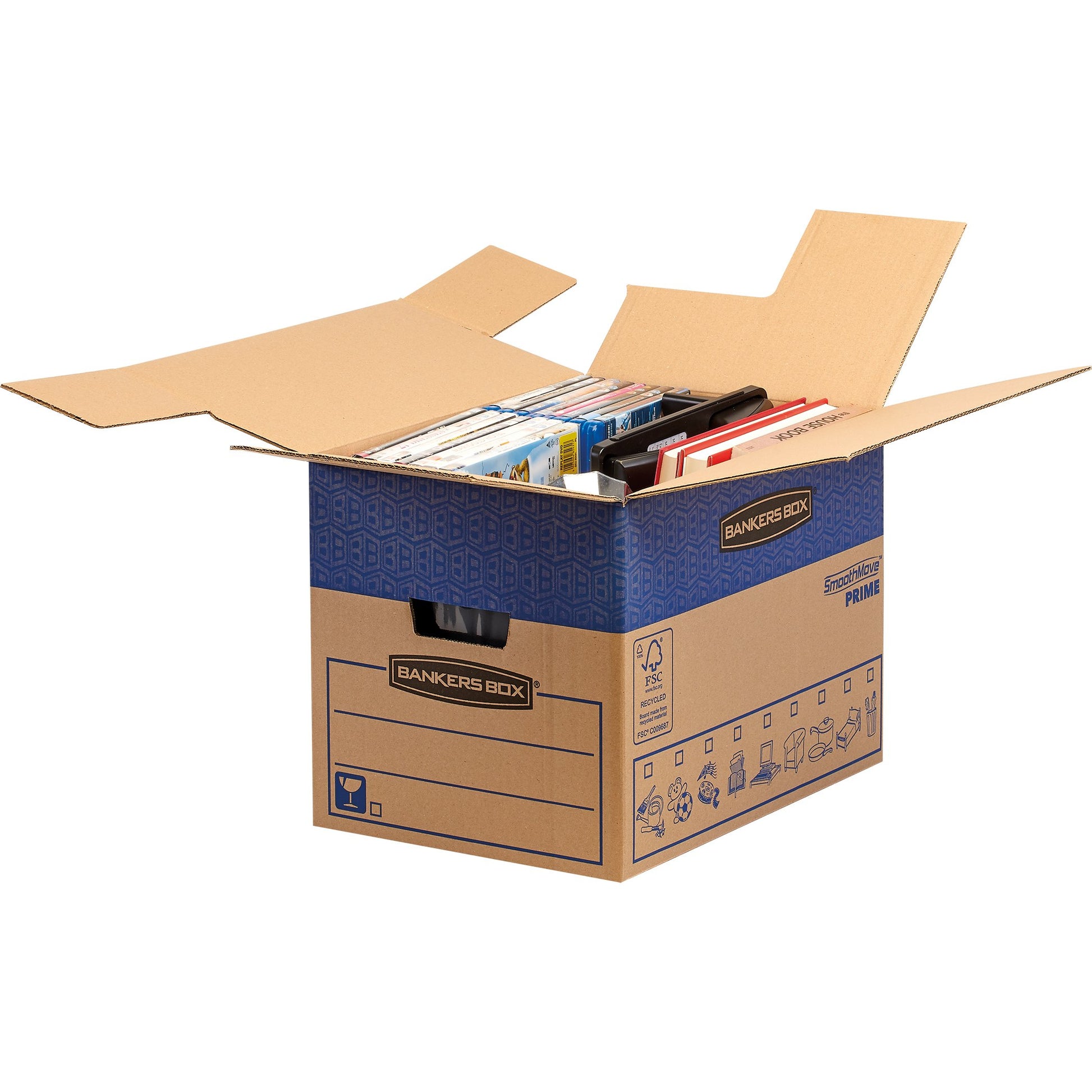Fellowes SmoothMove Umzugsbox 38 l – FastFold, 327 × 429 × 310 mm, braun, Karton, 5er Pack