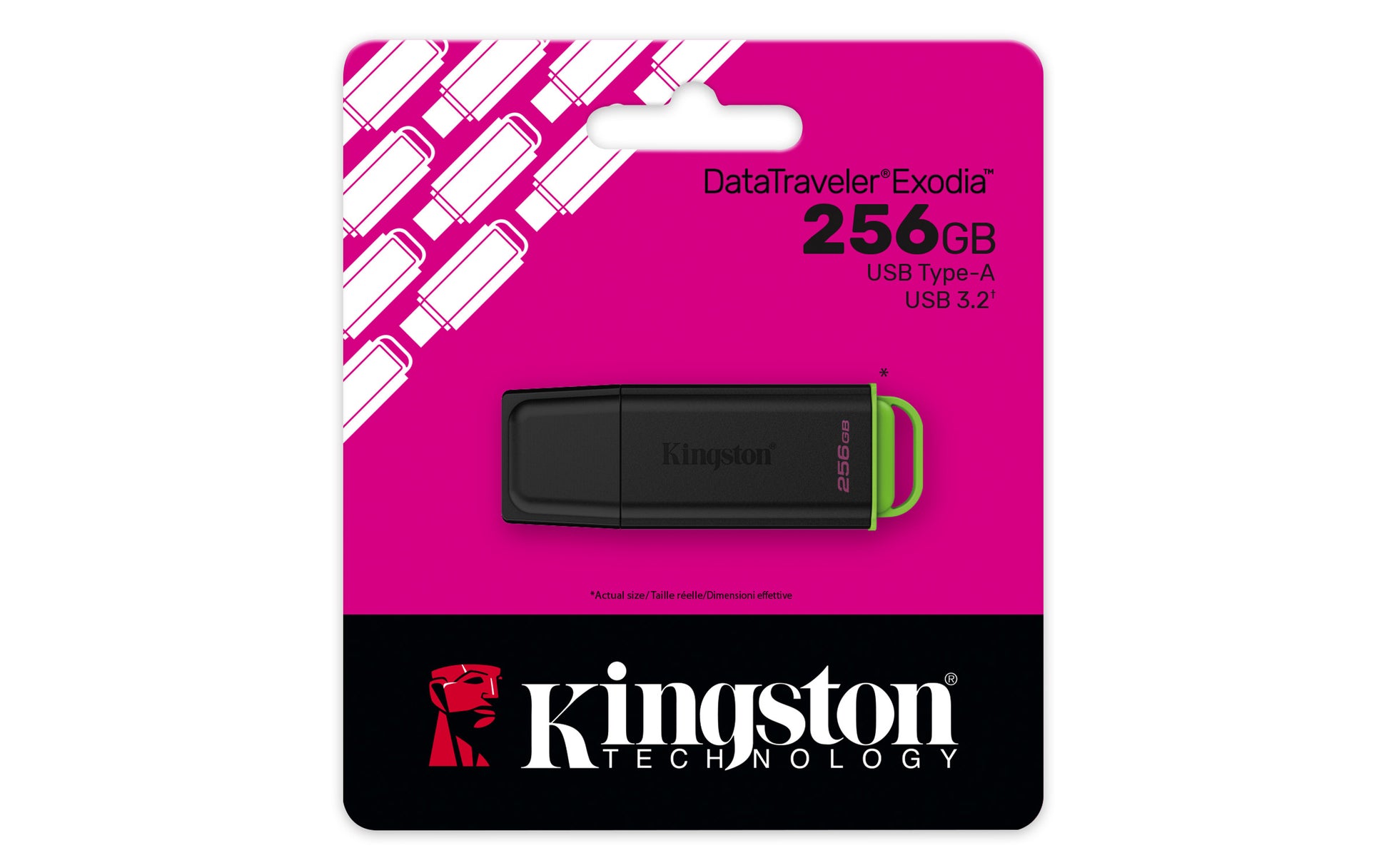 Kingston Technology Kingston USB-Stick 256 GB – USB-A 3.2 Gen 1, mit Kappe, Schlüsselanhänger, Schwarz/Grün