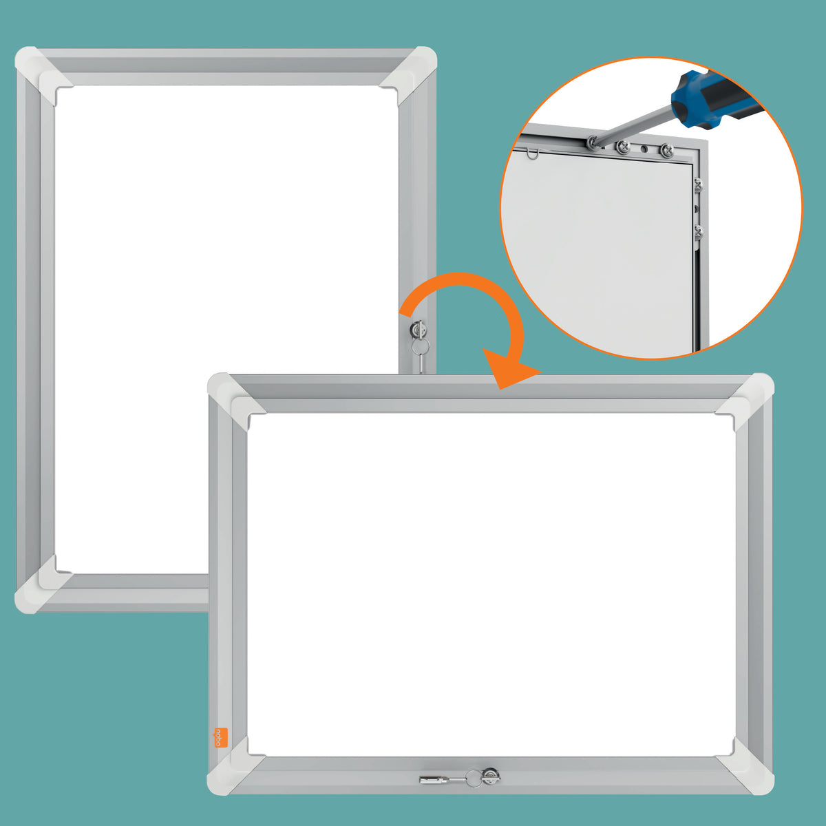 Nobo Plakatrahmen Premium Plus – für A3 – abschliessbar – Silber – Aluminium/Polypropylen (PP)