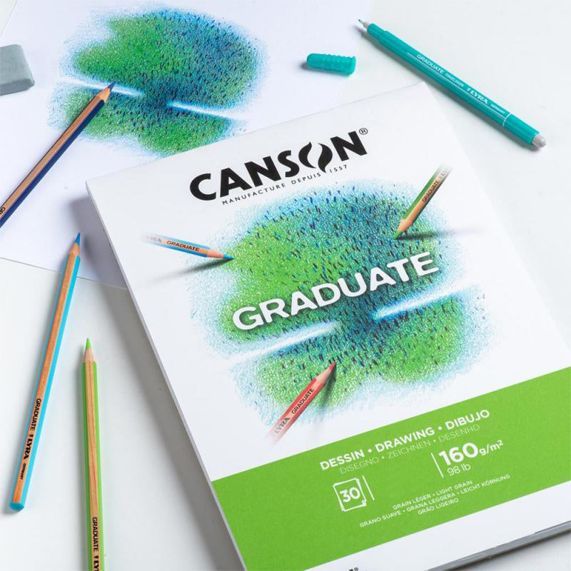 Canson Graduate Zeichenblock – A3, 160 g/m², weiss, strukturiert, 30 Blatt, für Mixed Media