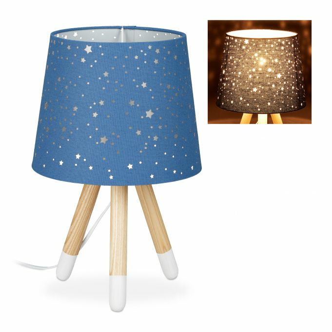 Relaxdays Tischleuchte Sterne – E14, max. 40 W, 40 cm – Blau