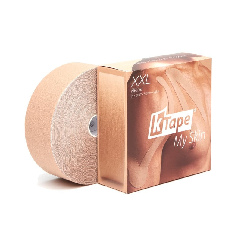 K-Tape Binde Kinesiotape XXL My Skin – 50 mm × 22 m, beige, Baumwolle, Spandex, wasserabweisend