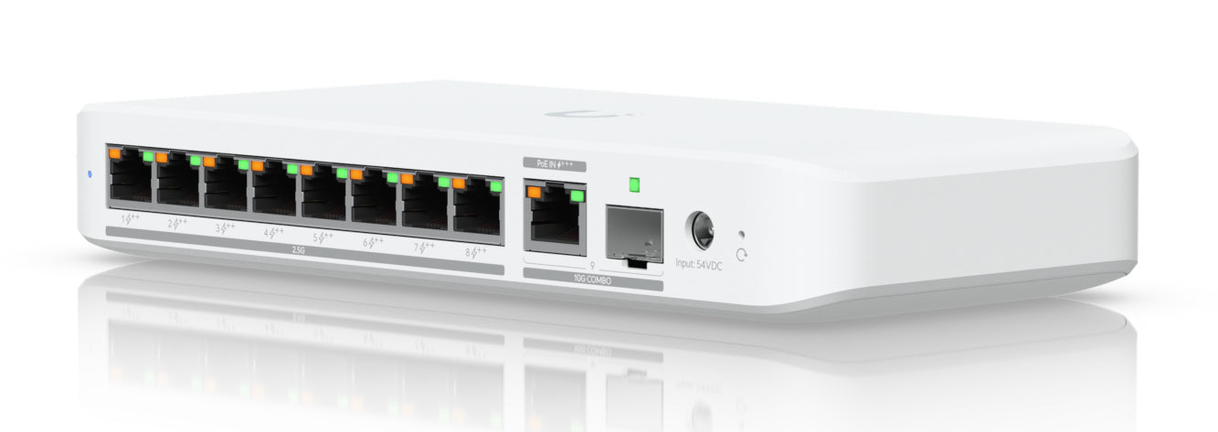 Ubiquiti Managed L2 Switch – 8× 2,5G, 1× 10G, 1× SFP+, PoE+ 8×, PoE++ 1×, PoE-Budget 196 W, Desktop