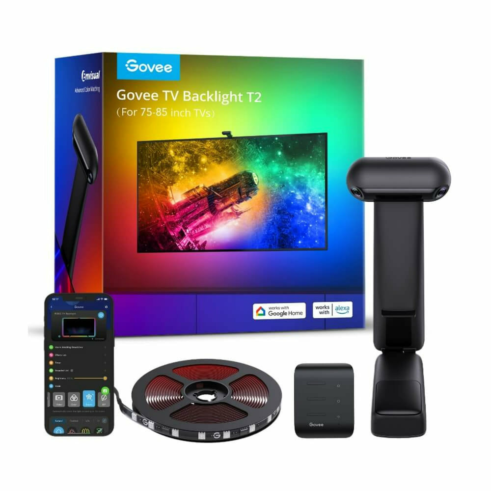 Govee Envisual T2 – Intelligenter Leuchtstreifen, WLAN, Bluetooth, 3,6 m, RGBIC, für 55" Displays
