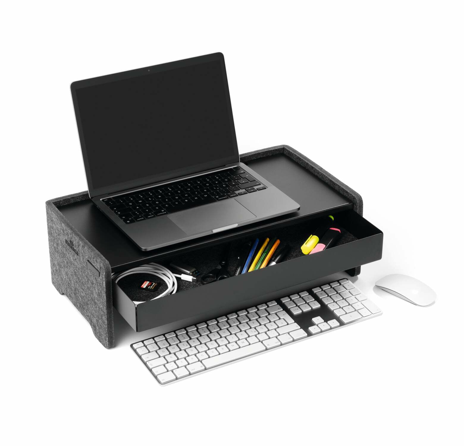 Durable 508201 – Schublade – bis 5 kg – Metall, Filzeinlage – Schwarz – für Monitor Stand EFFECT