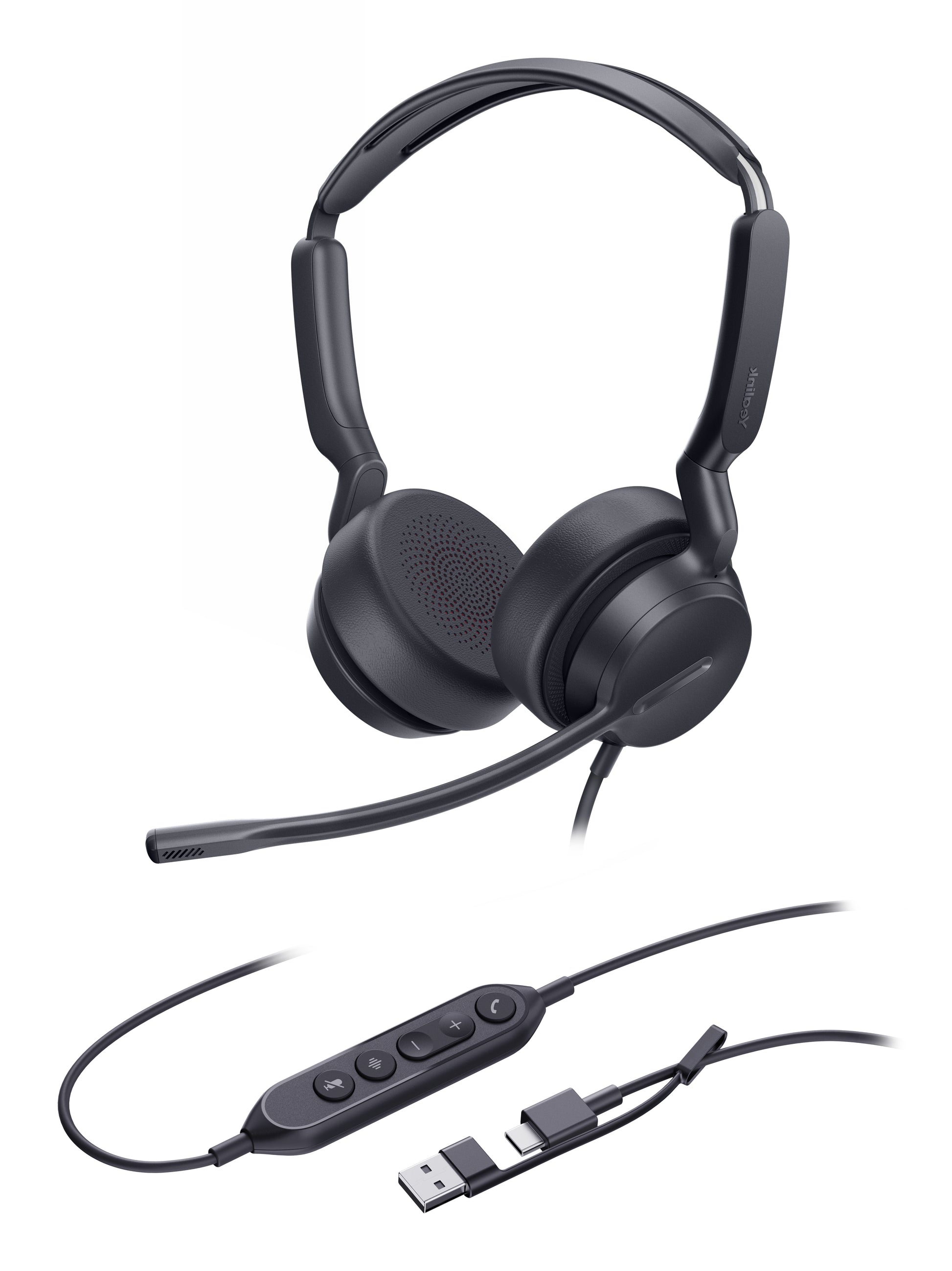 Yealink UH42 Dual UC Office-Headset – On-Ear, Stereo, Kabelgebunden, USB-C/USB-A, UC-optimiert, Schwarz