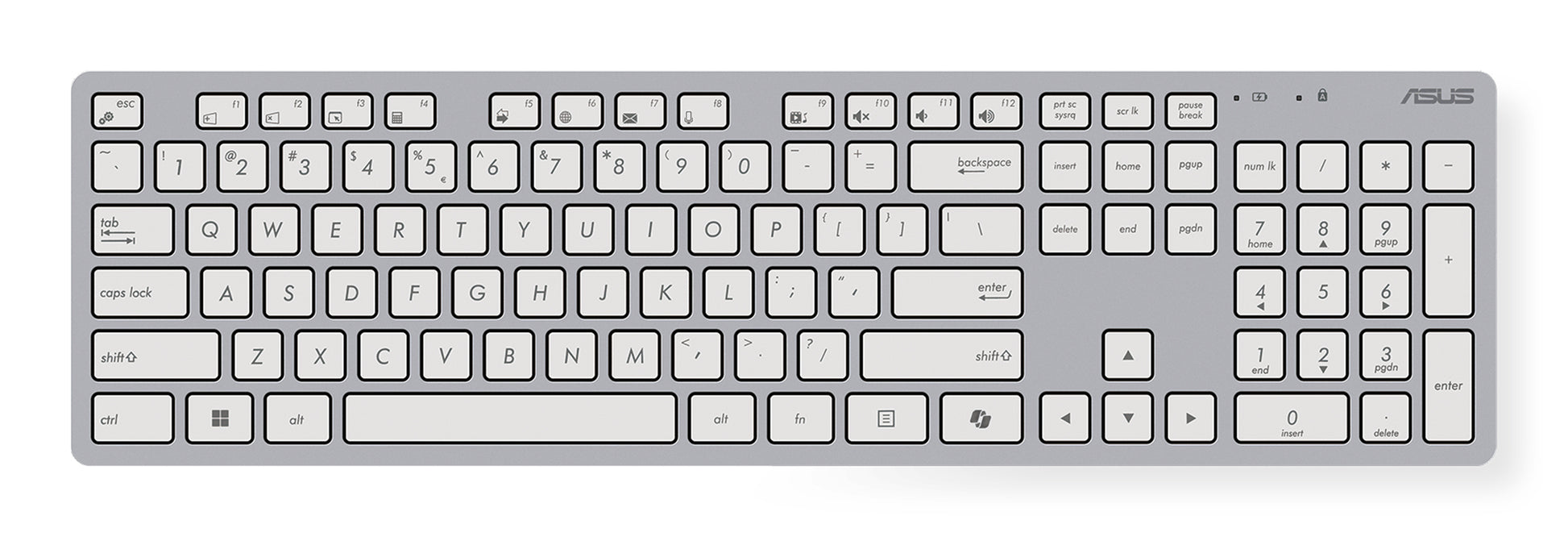 ASUS W5000 – Tastatur-Maus-Set – 2,4 GHz (Empfänger enthalten) – Optischer Schlüsselschalter – Weiss