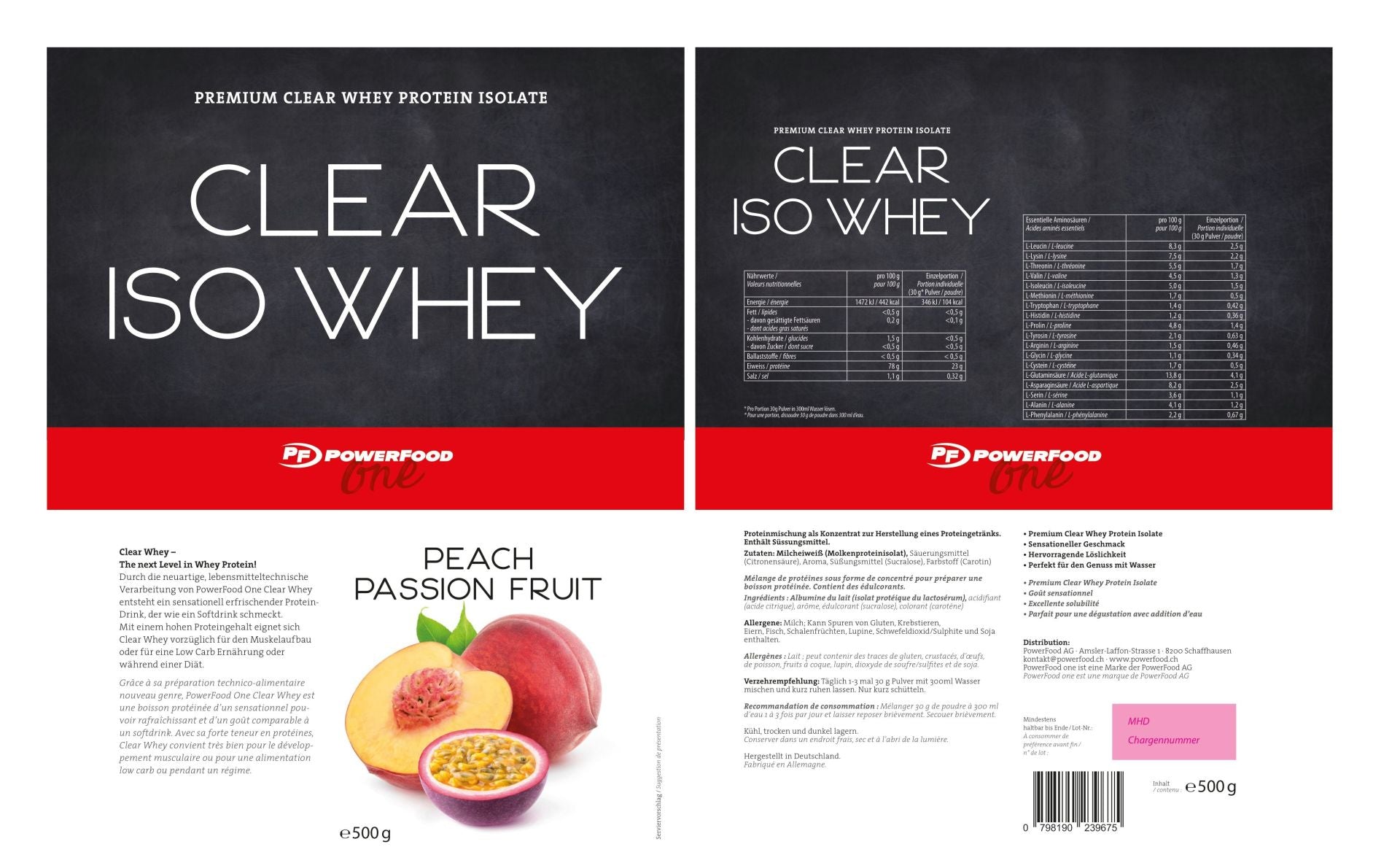 PowerFood Whey Protein Clear Iso Pfirsich Passionsfrucht
