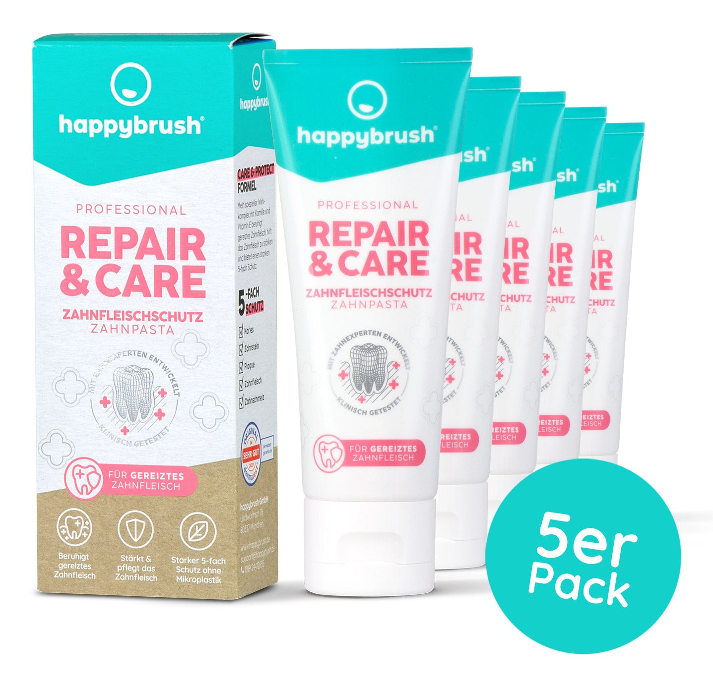 happybrush Zahnpasta Anti-Plaque – beruhigt Zahnfleisch – 75 ml