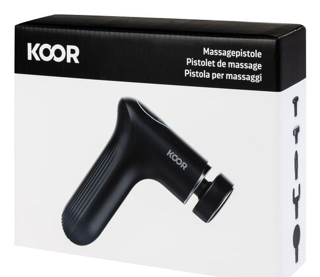 KOOR Massagepistole Thermal Mini – Perkussionsmassage, mit Wärmefunktion – 3 Stufen, Akku (USB) – Schwarz